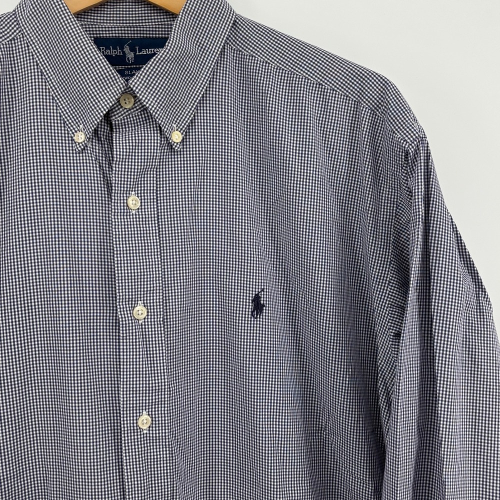 Polo Ralph Lauren Blake Vintage Men L Navy Gingham Check Button Down‎ Shirt